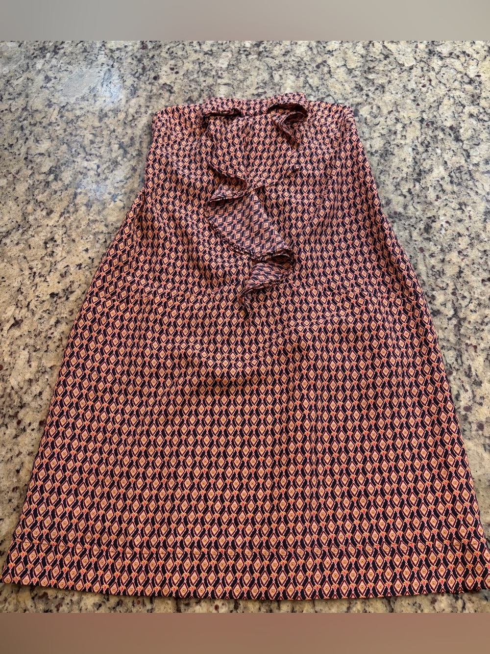 GAP Coral and Navy Strapless Printed Ruffle Dress
